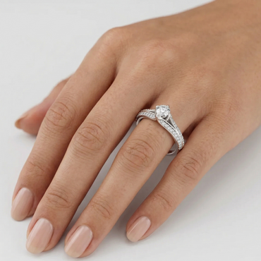 White Gold Round-Cut Lab Diamond Ring