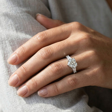 Heart-Shaped Lab-Grown Diamond Three-Stone Engagement Ring in White Gold