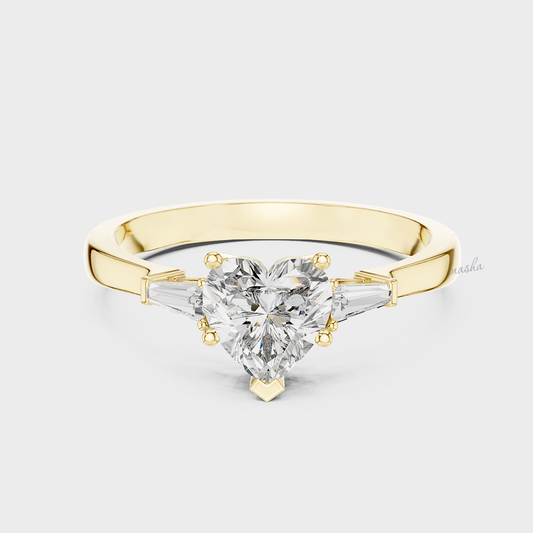 Gold Engagement heart-shaped diamond ring