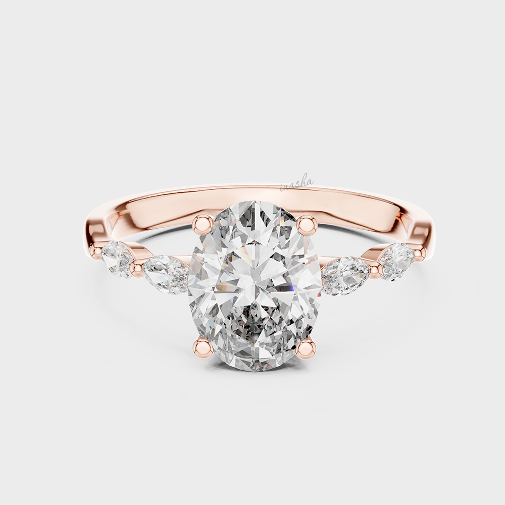 Rose gold ring with a large diamond