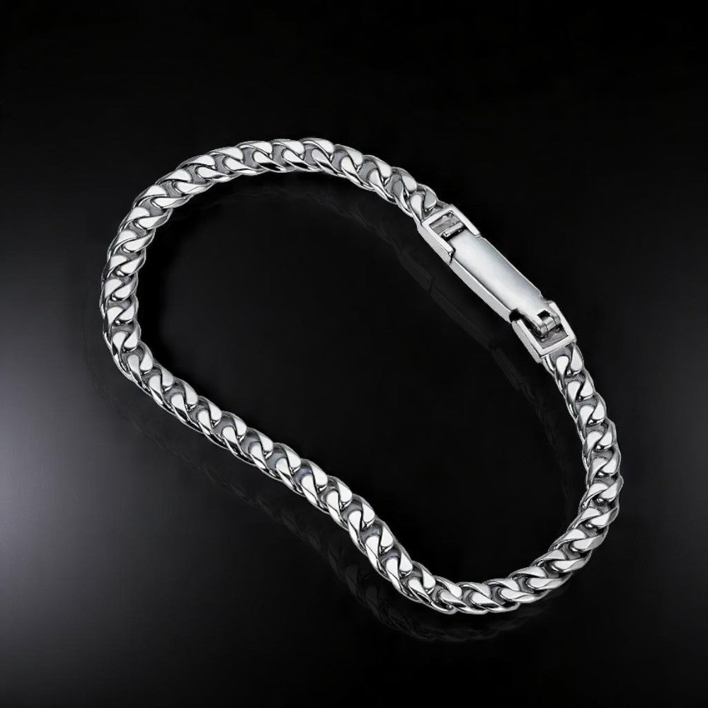 Stylish men’s platinum Miami Cuban hollow bracelet