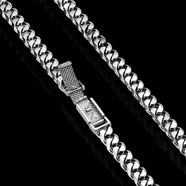Sleek platinum Miami Cuban link chain for men