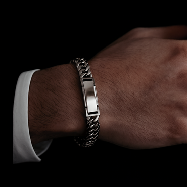 Men’s double Cuban link hollow bracelet in platinum 950