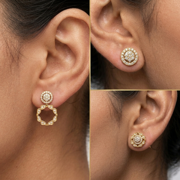 Discover Elegant Lab-Grown Diamond Convertible Earrings Featuring 0.54 Ct Total Weight Certified Round Cut Diamonds (0.27 Carat Each). Crafted In Yellow, Rose, White Gold And Premium 950 Platinum For Ethical Luxury And Brilliant Sparkle.