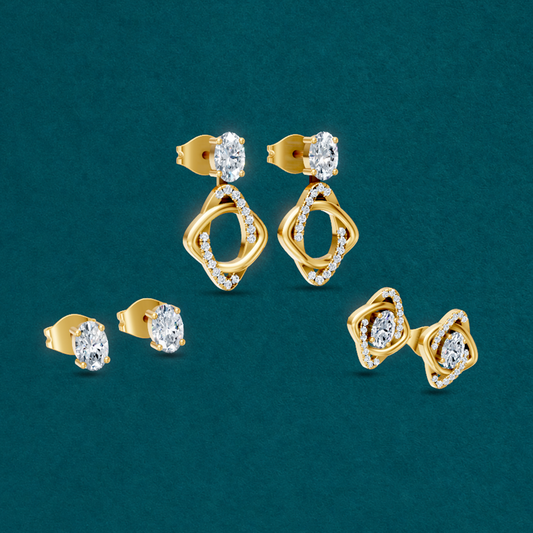 Convertible earrings featuring 0.66 total carats of oval and round lab-grown diamonds, offering versatile styling, delicate sparkle, and an elegant mixed-shape design