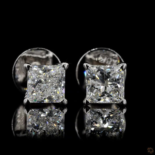 Princess cut lab grown diamond stud earrings 1 carat total