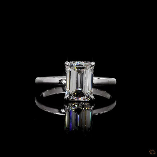 emerald cut lab grown diamond ring white gold