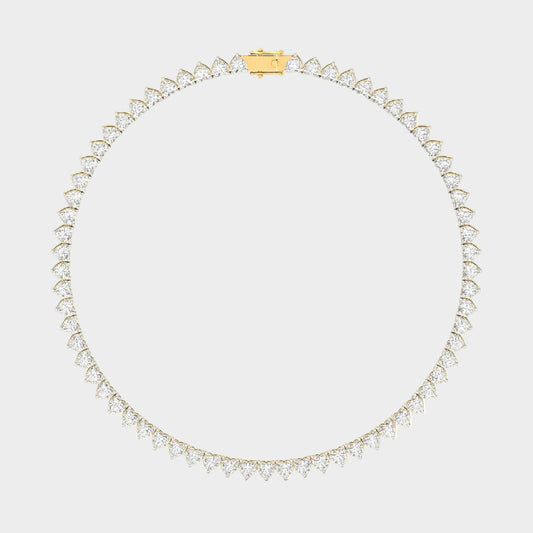 30 Ct Heart Cut Lab-Grown Diamond Tennis Necklace In 14K Yellow Gold