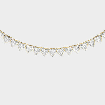 Certified Lab-Grown Heart Cut Diamond Tennis Necklace Crafted In Hallmark 14K Yellow Gold