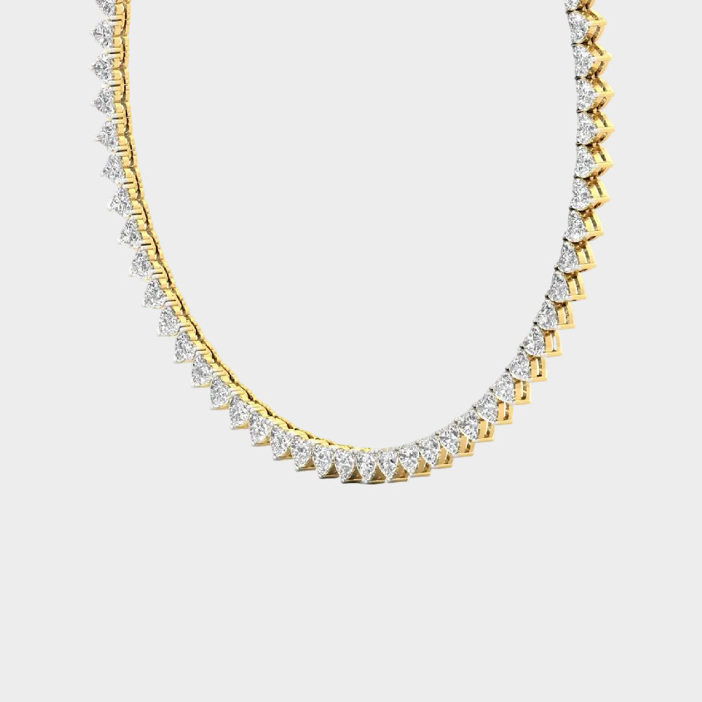Luxury Heart Cut Lab-Grown Diamond Tennis Necklace In Yellow Gold