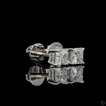 0.50 ct each princess cut lab grown diamond earrings