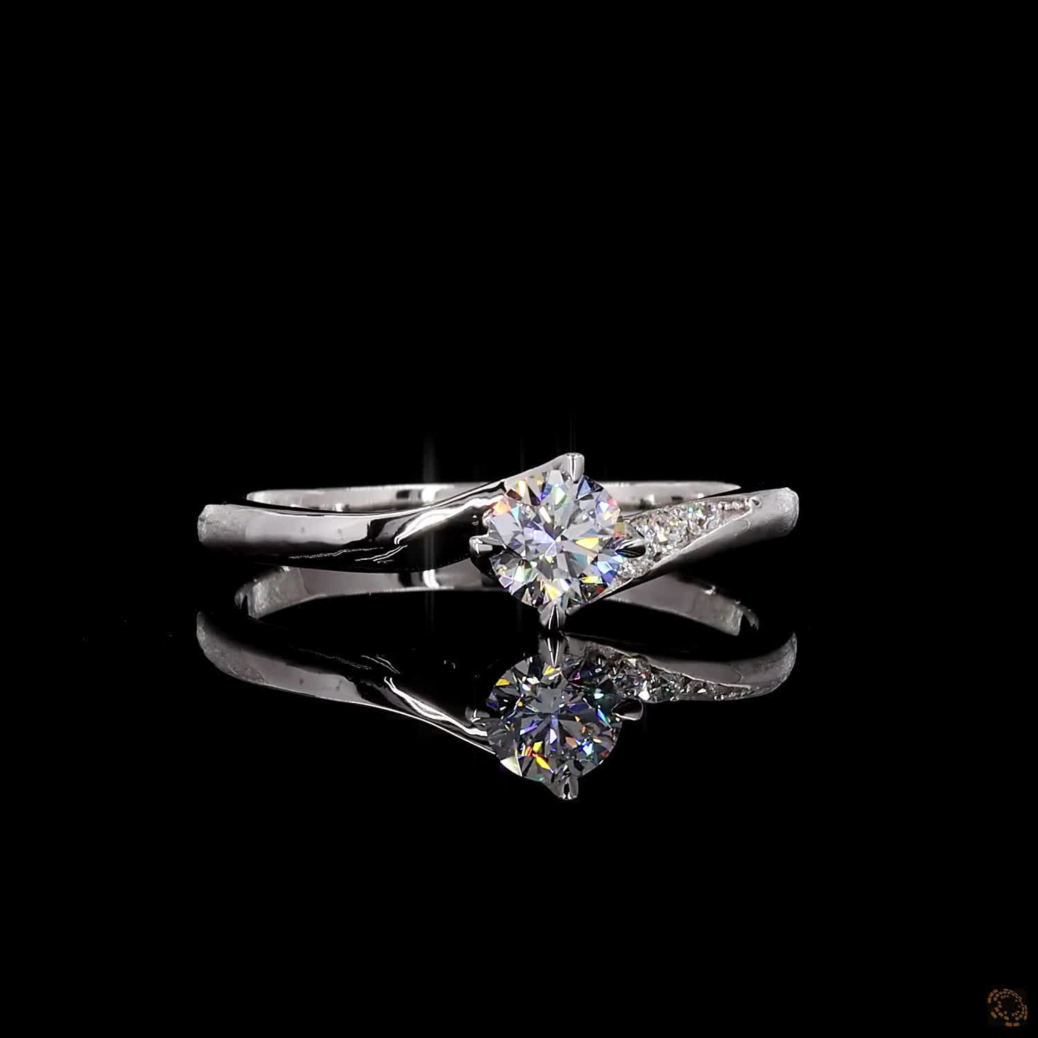 White gold lab grown diamond ring 0.55 carat round cut