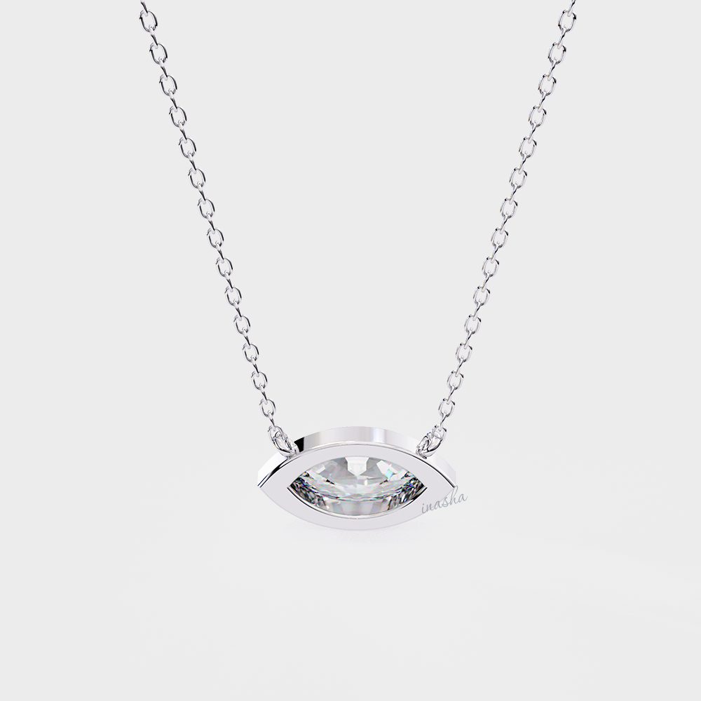 Premium lab grown marquise cut solitaire pendant platinum