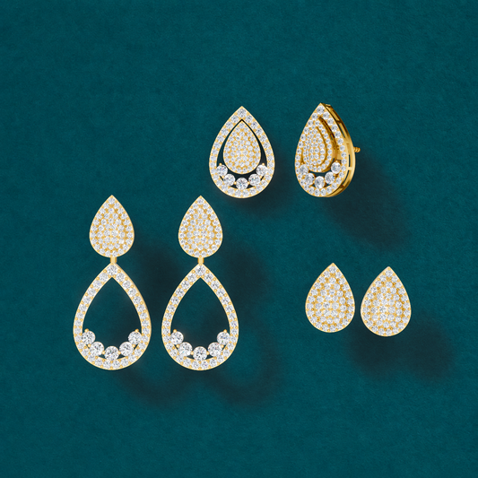 Pair of convertible earrings featuring 3.24 total carats of round lab-grown diamonds in a classic setting, designed to be worn in multiple styles