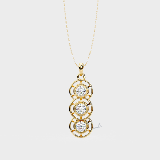 GLI certified lab grown round cut diamond pendant in yellow gold