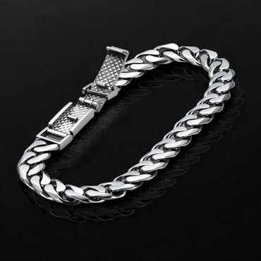 Thick Miami Cuban hollow men’s bracelet platinum 950