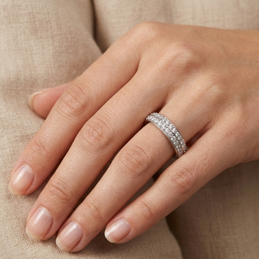 White Gold Round Lab Diamond Band For Maximum Shine