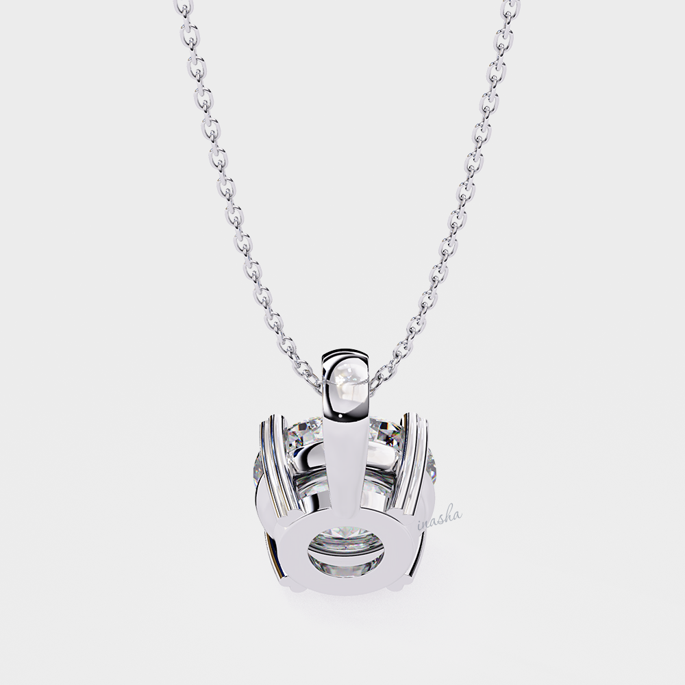 Premium lab grown round cut solitaire pendant platinum