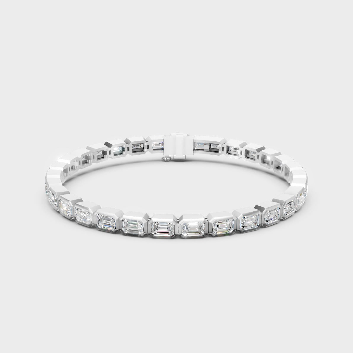 Elegant Emerald Cut Diamond Bracelet Platinum