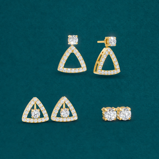 1.36 Ct Round Lab Grown Diamond Convertible Earrings