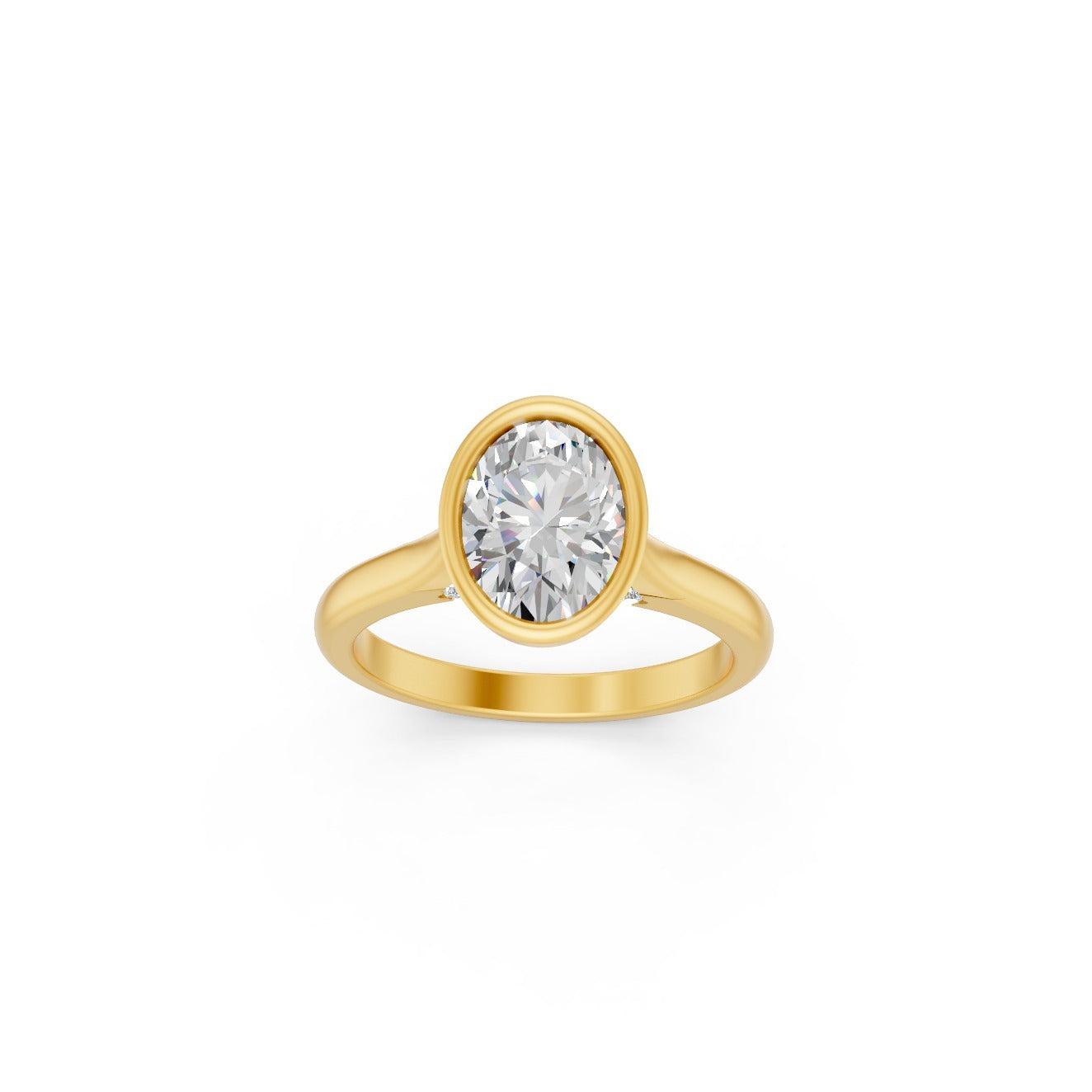 1.1 Ct Oval and Round Cut Lab Grown Diamond Ring in 18K Yellow Gold