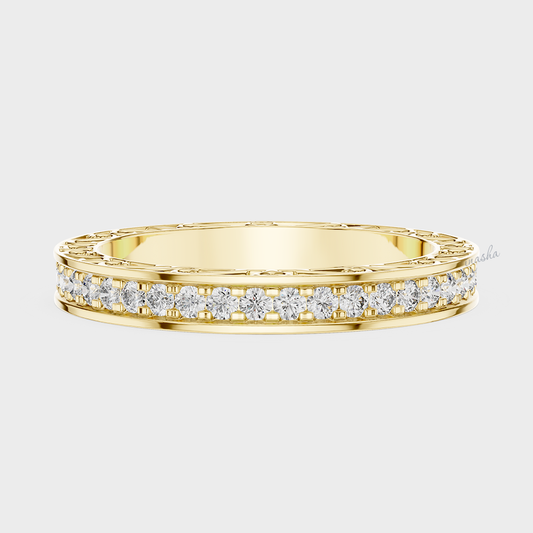 Yellow gold lab grown diamond band
