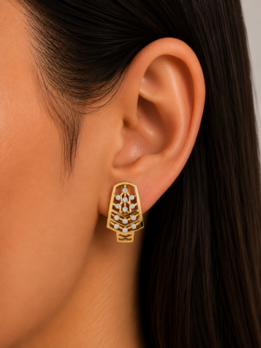 Yellow Gold GLI Certified Diamond Hoop Earrings