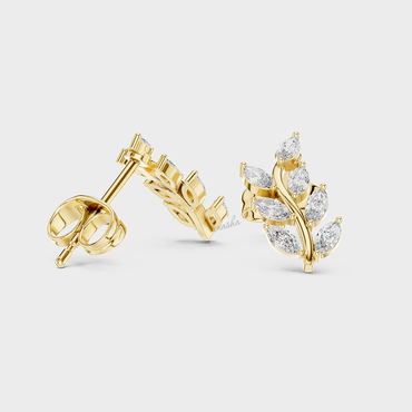 0.34 Ct Total Lab Diamond Stud Earrings Hallmark Yellow Gold