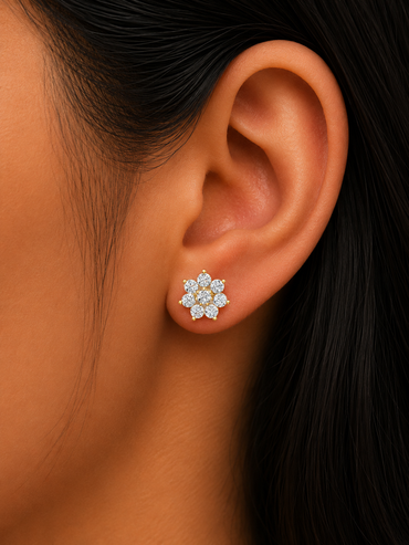 Round-Cut Lab-Grown Diamond Stud Earrings In 9K Yellow Gold