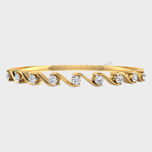 GLI certified lab grown round cut diamond bangle in yellow gold