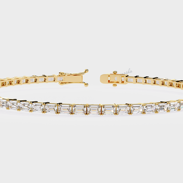 Luxury yellow gold lab grown emerald cut diamond tennis bracelet premium fine jewelry