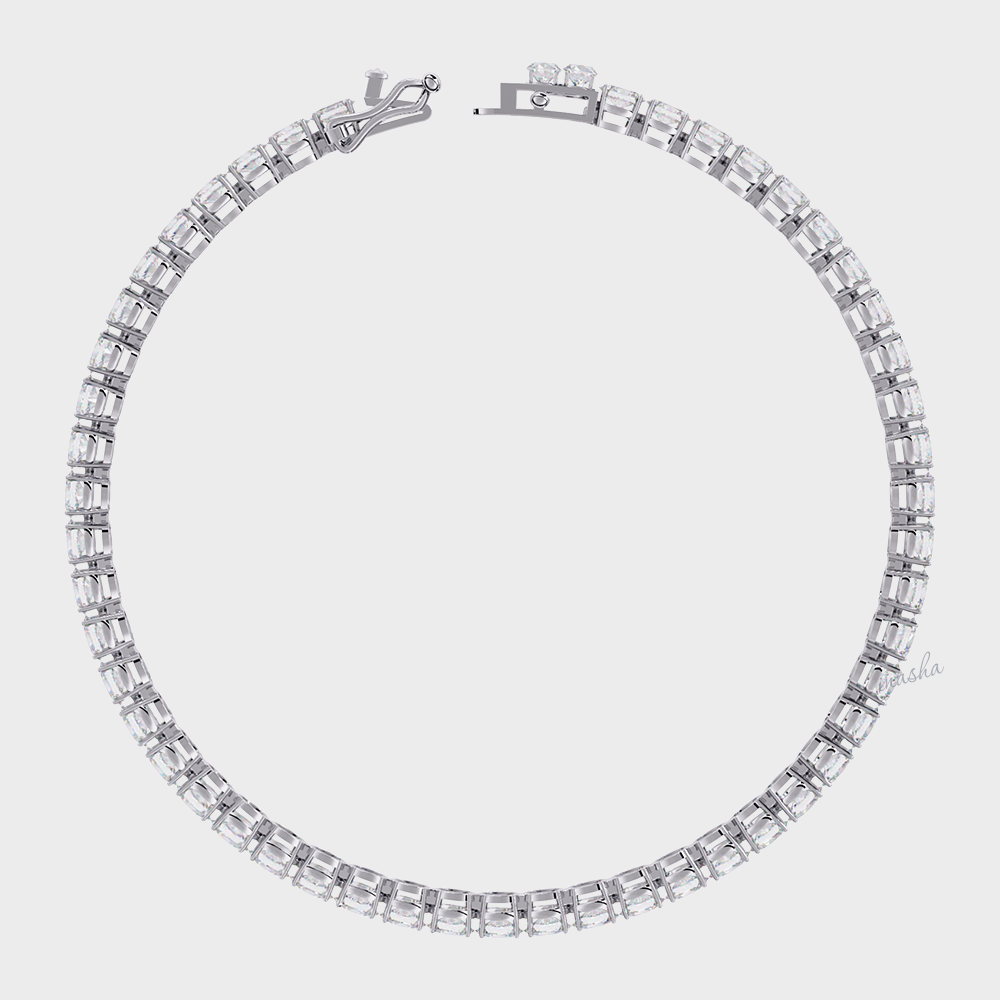 Hallmarked white gold and platinum lab grown oval cut diamond tennis bracelet GLI certified luxury