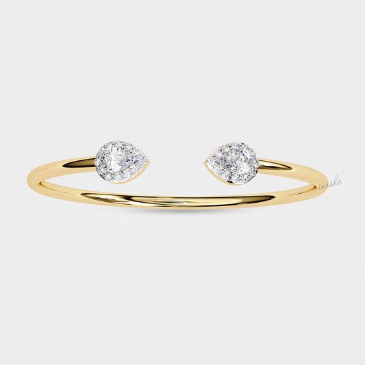 Yellow Gold Lab-Grown Diamond Bracelet with Pear and Round Cuts