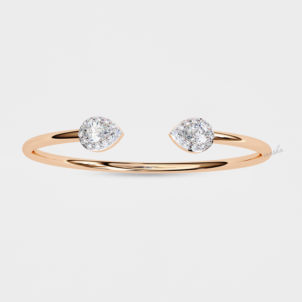 Rose Gold Lab-Grown Diamond Bracelet with Pear and Round Cut Stones