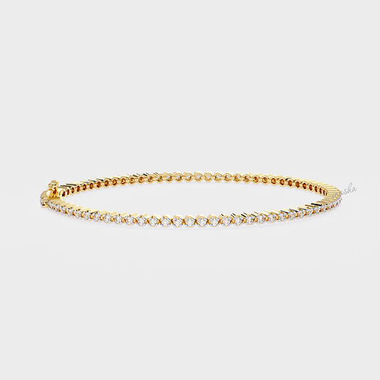 Yellow Gold Round Cut Lab-Grown Diamond Tennis Bracelet