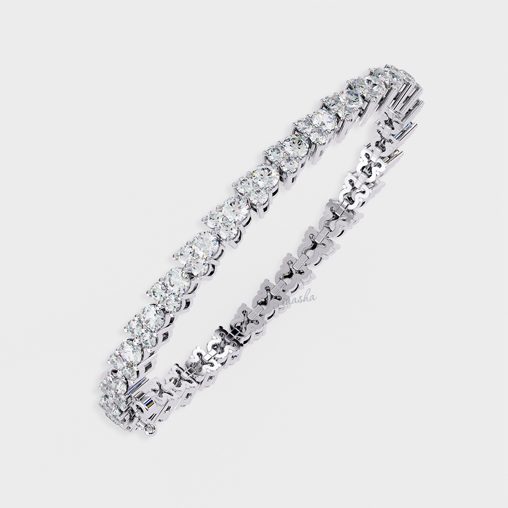 Elegant White Gold Round Cut Lab Diamond Tennis Bracelet