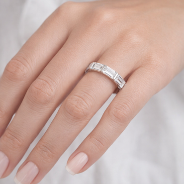 Yellow Gold Diamond Band Featuring Sustainable Baguette