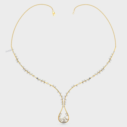 Elegant Round Cut Lab-Grown Diamond Necklace crafted in 9K, 14K, or 18K Yellow Gold.