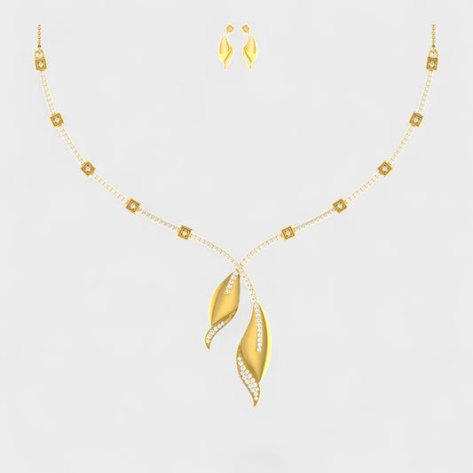 Elegant Lab-Grown Diamond Necklace Set Yellow Gold Luxury Design