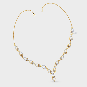 Lab-Grown Round Cut Diamond Necklace Set in Yellow Gold