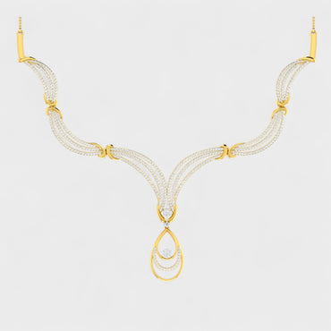 Premium Round Cut Lab Diamond Necklace in Yellow Gold Finish