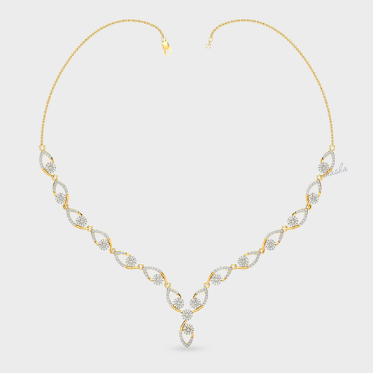 Certified Lab Diamond Necklace Round Cut Yellow Gold Jewellery