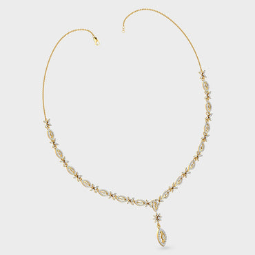 Elegant Round Cut Lab-Grown Diamond Necklace crafted in Yellow Gold