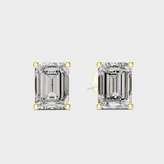 1.25 Carat Each Emerald Cut Lab Grown Diamond Earrings In