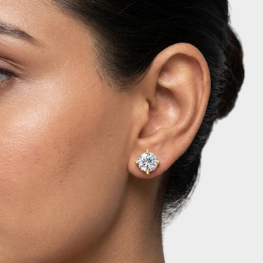 Certified 2.50 Ct Total Round Cut Lab-Grown Diamond Stud Earrings (1.25 Ct Each) in 9K, 14K, 18K Yellow, Rose, White Gold & 950 Platinum. Ethical Luxury Jewelry.