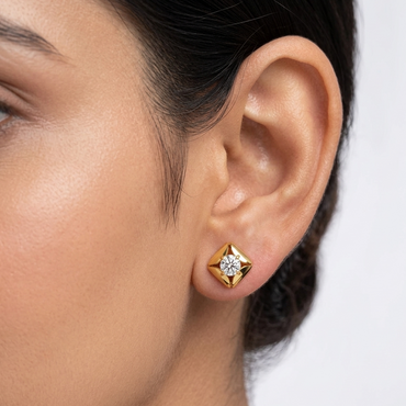 0.50 Ct total lab-grown round diamond stud earrings (0.25 Ct each), set in 9K, 14K, 18K gold (yellow, white, or rose) or 950 platinum, designed for timeless elegance, ethical luxury, and perfect everyday sparkle.