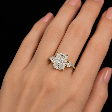 14K Yellow gold lab grown diamond ring radiant and kite cut