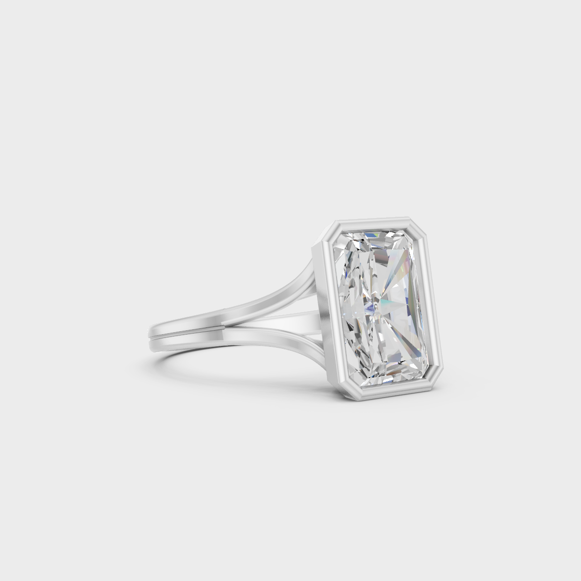 Heavyweight 8 Carat Radiant Solitaire Ring in pure 950 Platinum.