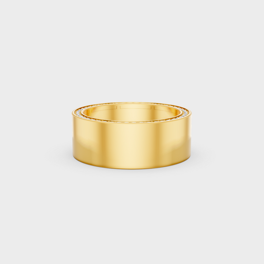 Certified 0.62 Carat Round-Cut Lab-Grown Diamond Men's Band in 18K Yellow Gold.