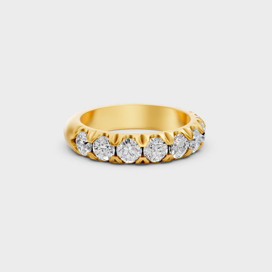 Certified 2.25 Carat Round-Cut Lab-Grown Diamond Band in 18K Yellow Gold.